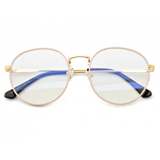 Lenonki okulary z filtrem zerówki z ANTYREFLEKSEM złoto-różowe 2525-2